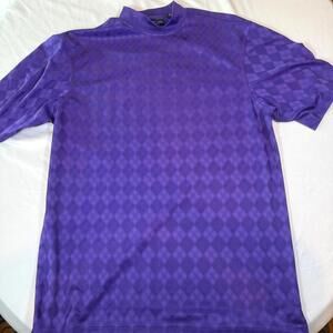 Oxford Golf‎ Super Dry CoolMax Mock Neck Argyle Purple shirt, EUC size M